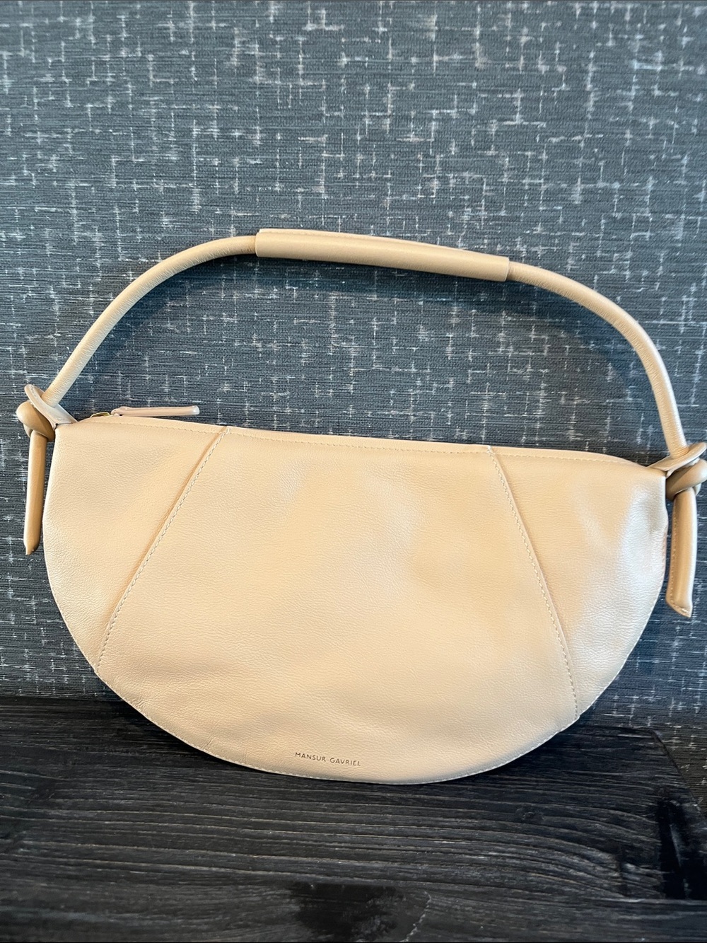 Mansur Gavriel Beige Mini Crescent Shoulder Bag - Picture 6 of 10